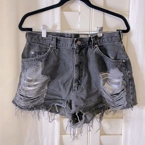 First Of A Kind / Lee Distressed Denim Shorts